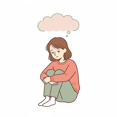 誰にも相談できず困っている女性のイラスト
