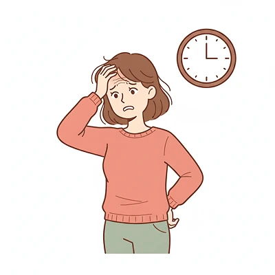 「早くして！」が口癖になってしまい困っている女性のイラスト